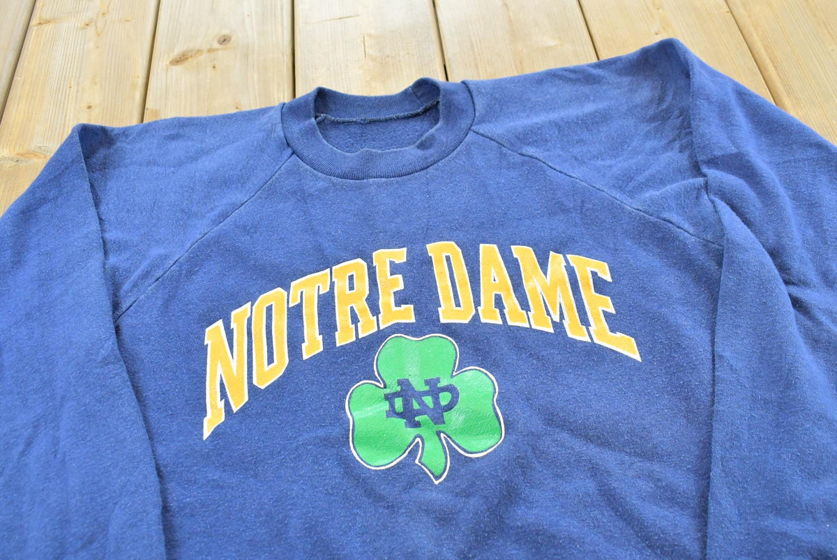 Vintage 1980s Notre Dame University Raglan Crewneck Sweatshirt Men's S