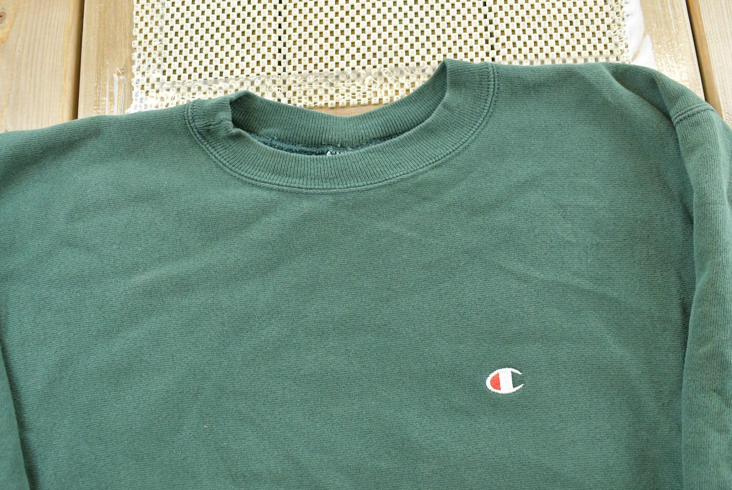 Vintage 1990s Champion Reverse Weave Blank Green Crewneck Sweatshirt Men's L / 90s Streetwear / Athleisure Sportswear