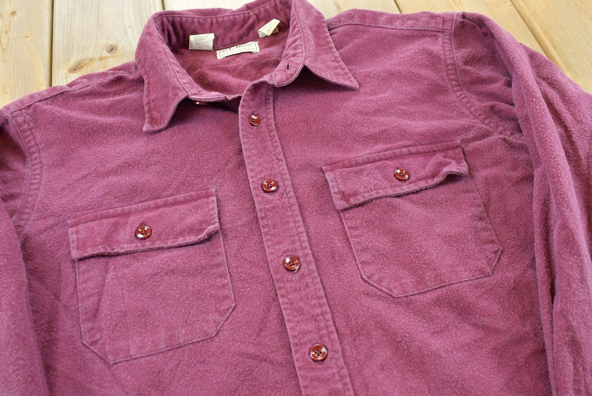 Vintage 1990s L.L. Bean Maroon Chamois Cloth Button Up Shirt Men's XL