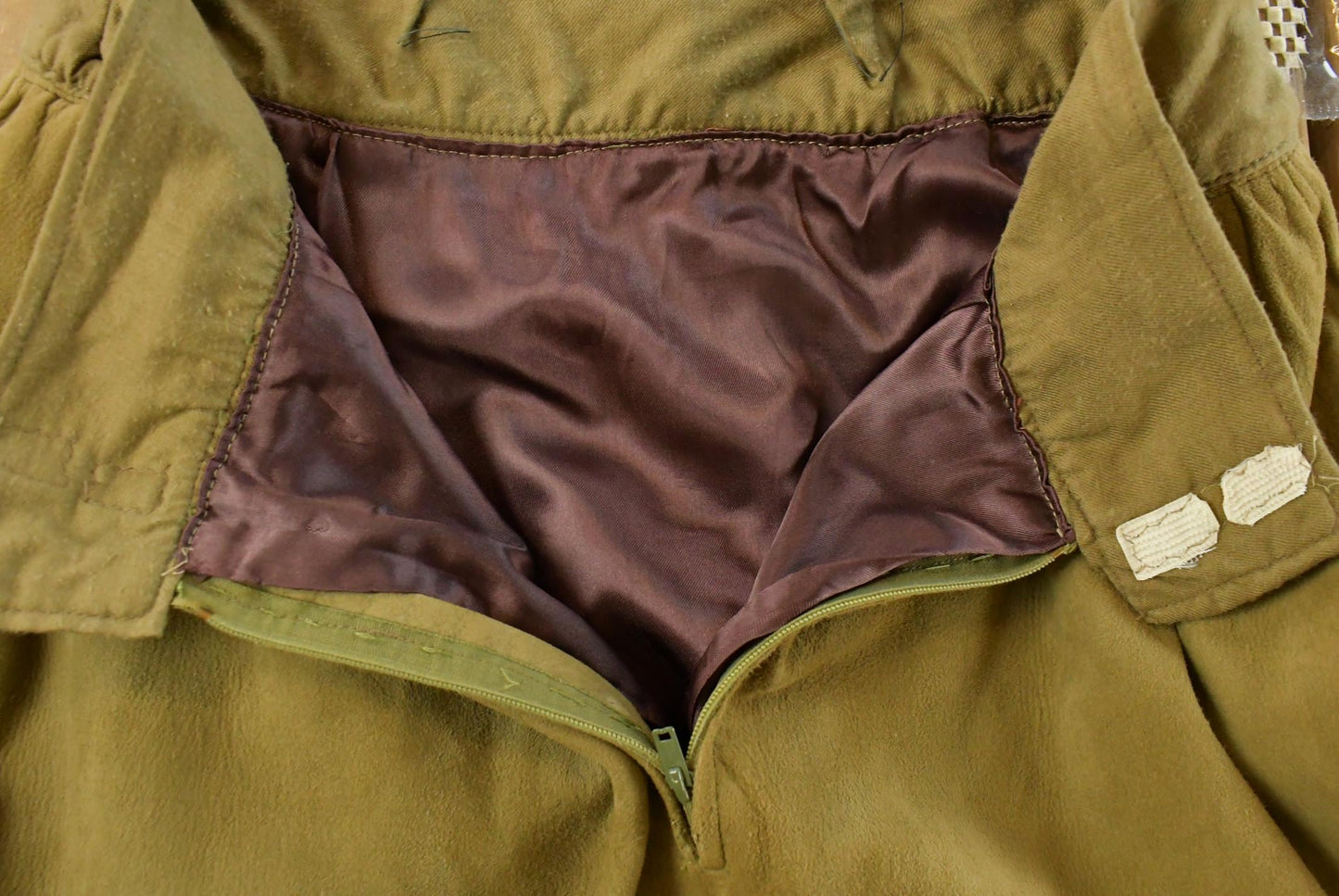 Vintage 1980s Suede Leather Midi Skirt Women's 28