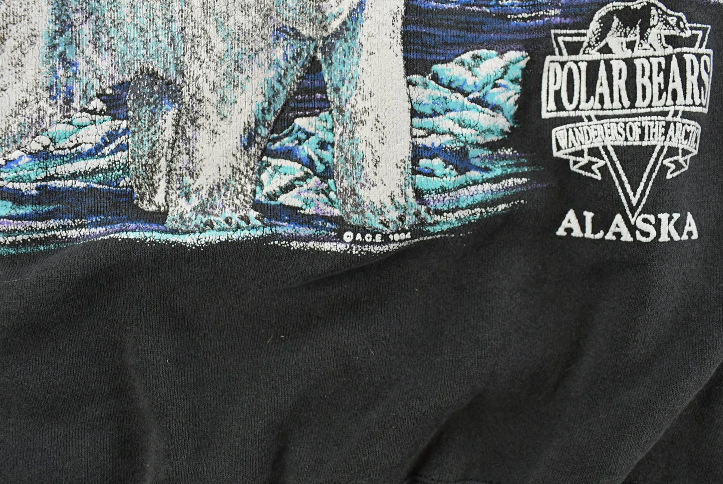 Vintage 1990s Alaska Polar Bears Graphic Print AOP Crewneck Sweatshirt Mens L