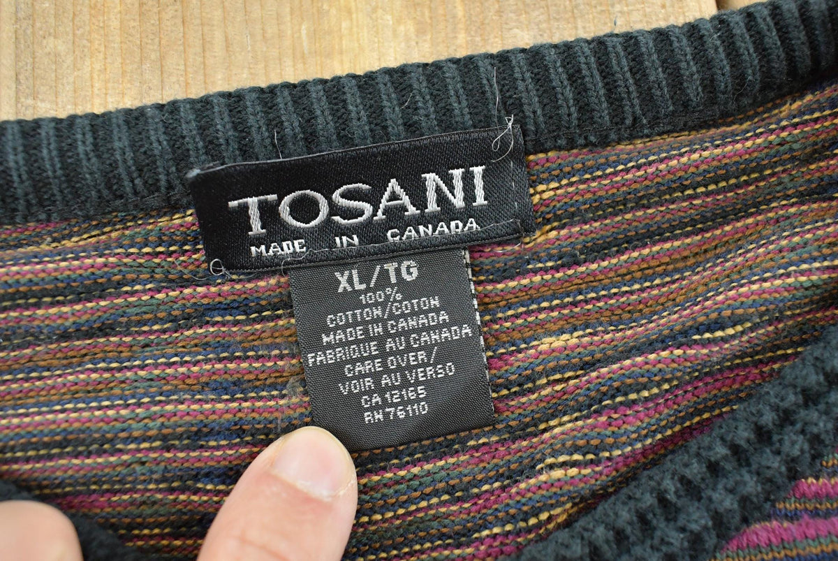 Vintage 1990s Tosani Cotton Knit Textured Crewneck Sweater Men's XL