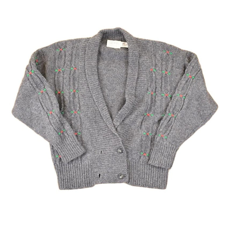 Vintage 1990s Susan Bristol Abstract Wool Knit Cardigan Sweater Women's M