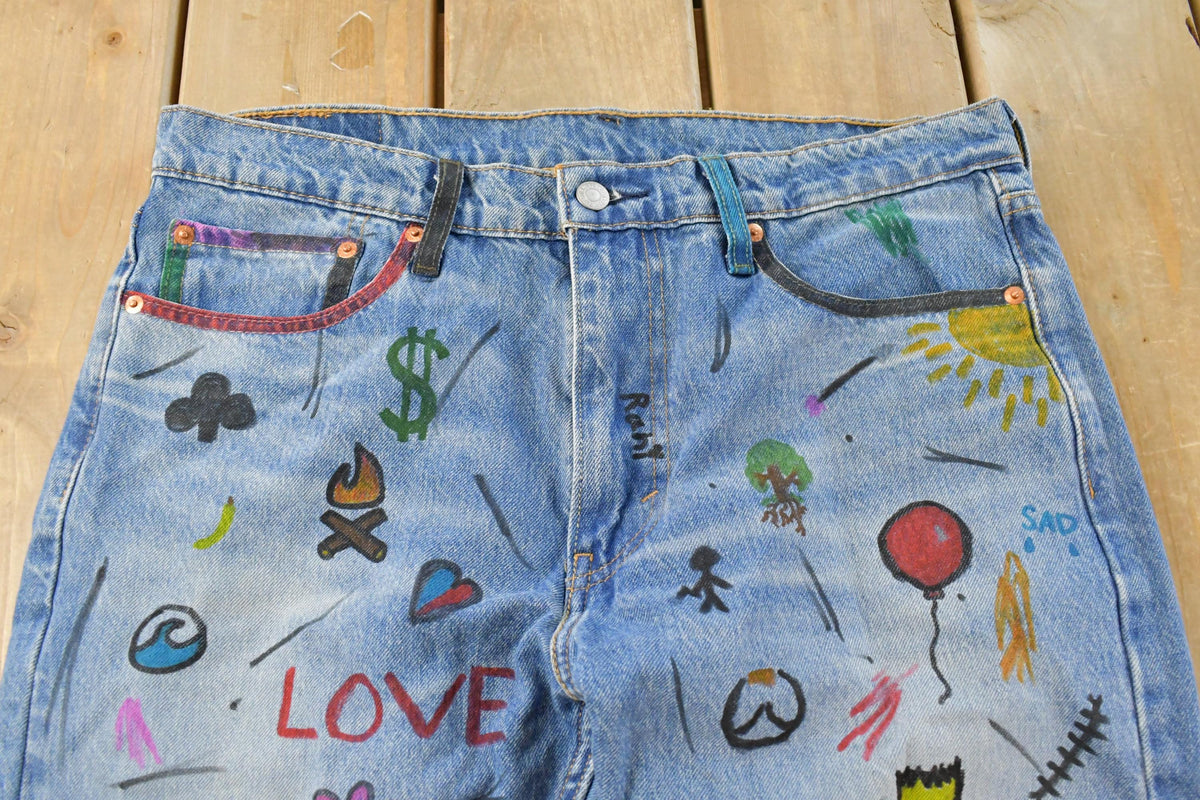 Vintage 2000s Levi's Paint Distressed Orange Tab Denim Jeans Men's 34 x 29