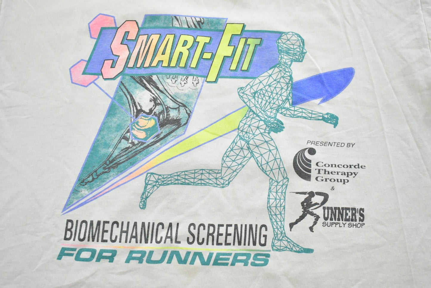 Vintage 1990's Smart Fit Biomechanical Screening Run Souvenir Travel T-Shirt Mens XL