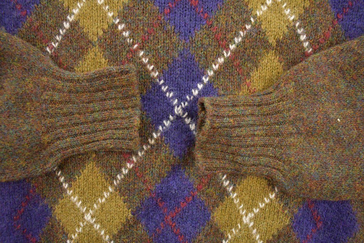 Vintage 1990s Roots Argyle Knit Pullover Sweater Men's L