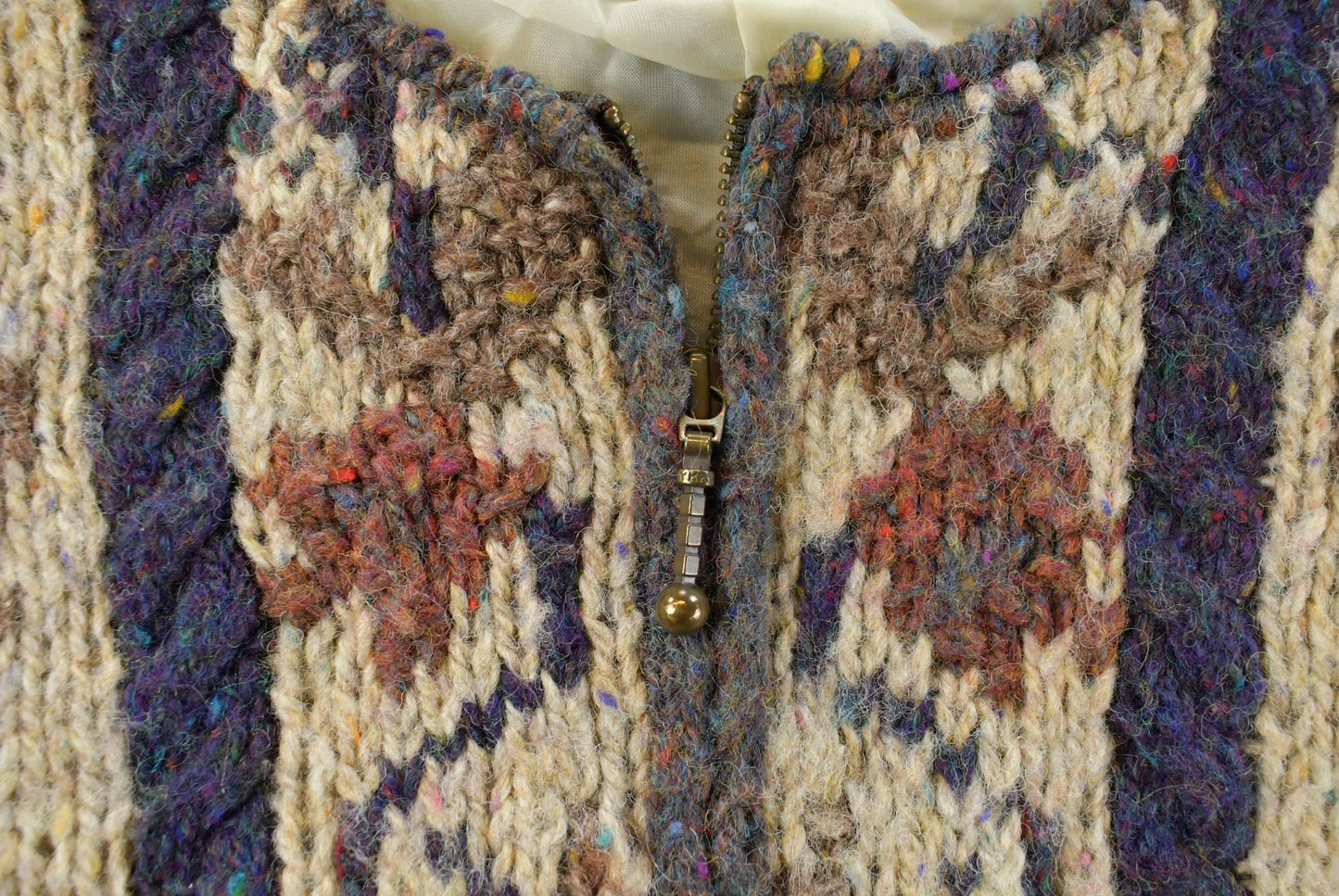 Vintage 1990s Icelandic Design Knit Wool Sweater Jacket Women's M