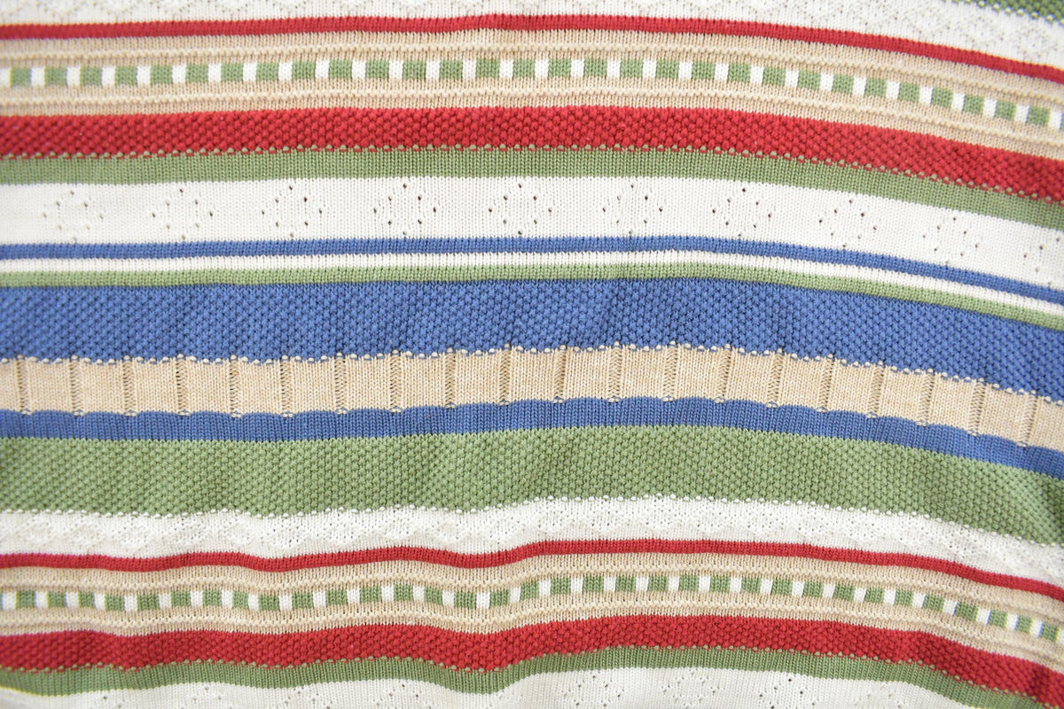 Vintage 1990s Alfred Dunner Striped Knit Quarter Zip Sweater Women's M
