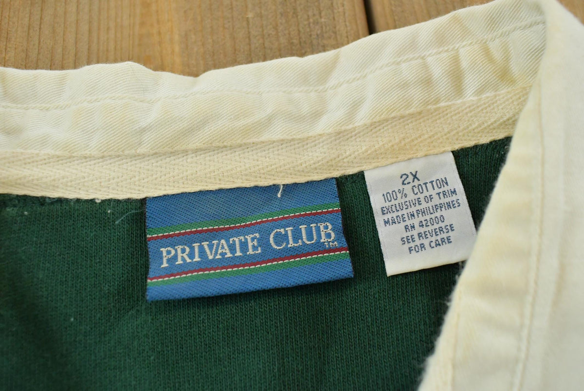 Vintage 1990s Private Club Striped Rugby Long Sleeve Polo Shirt Men's 2XL