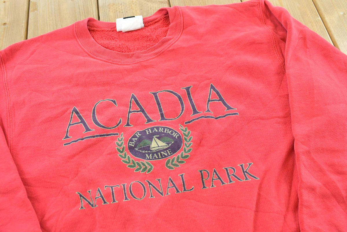 1990s Lee Cross Grain Acadia National Park Reverse Weave Style Souvenir Crewneck Sweatshirt Men's Men's Large