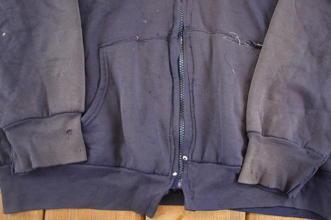 Vintage 1990s Smitty's Thermal Lined Streetwear Blank Full Zip Hoodie Sweatshirt Men's L