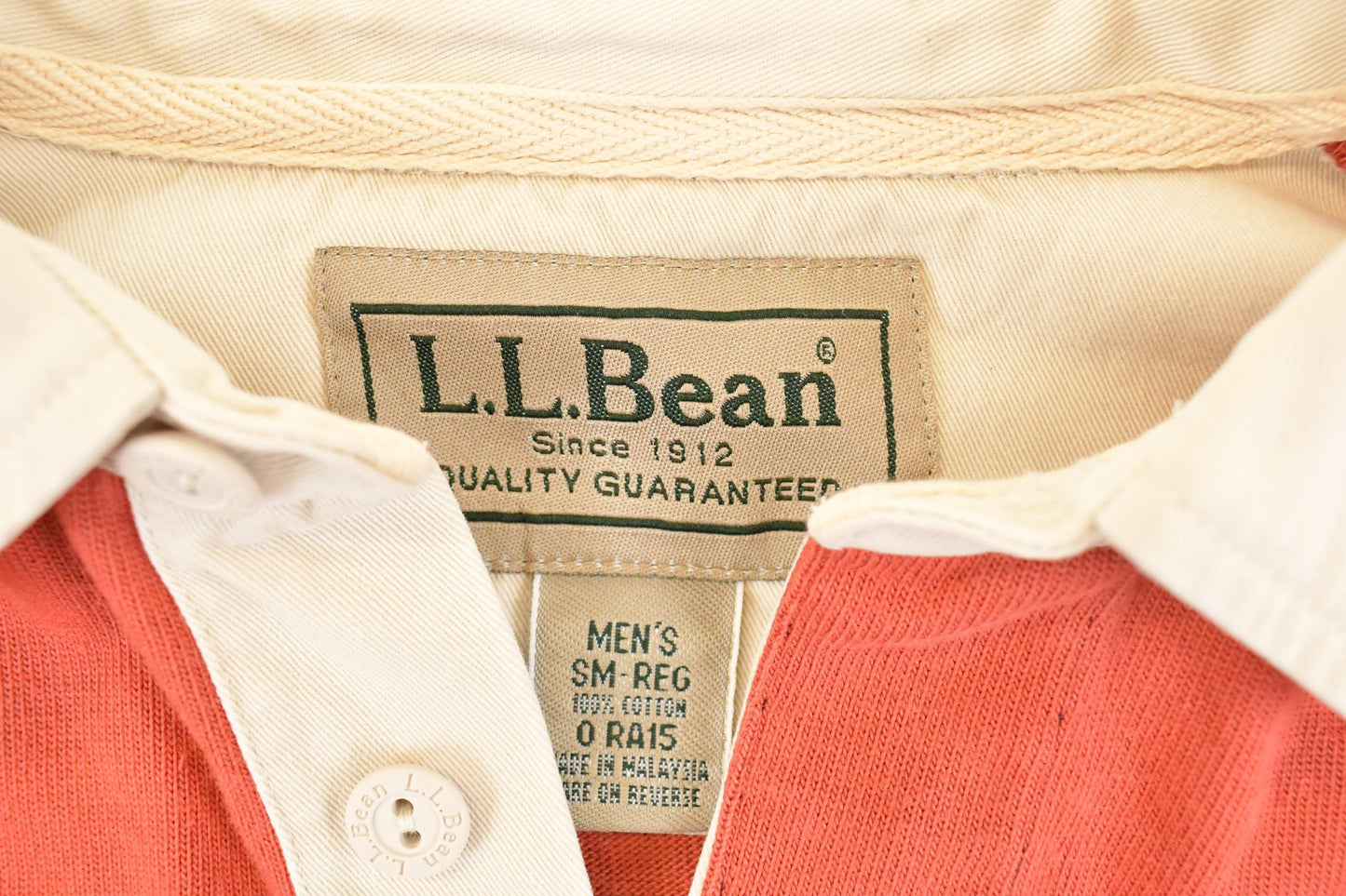 Vintage 1990s LL Bean Quarter Button Striped Rugby Shirt Men's M