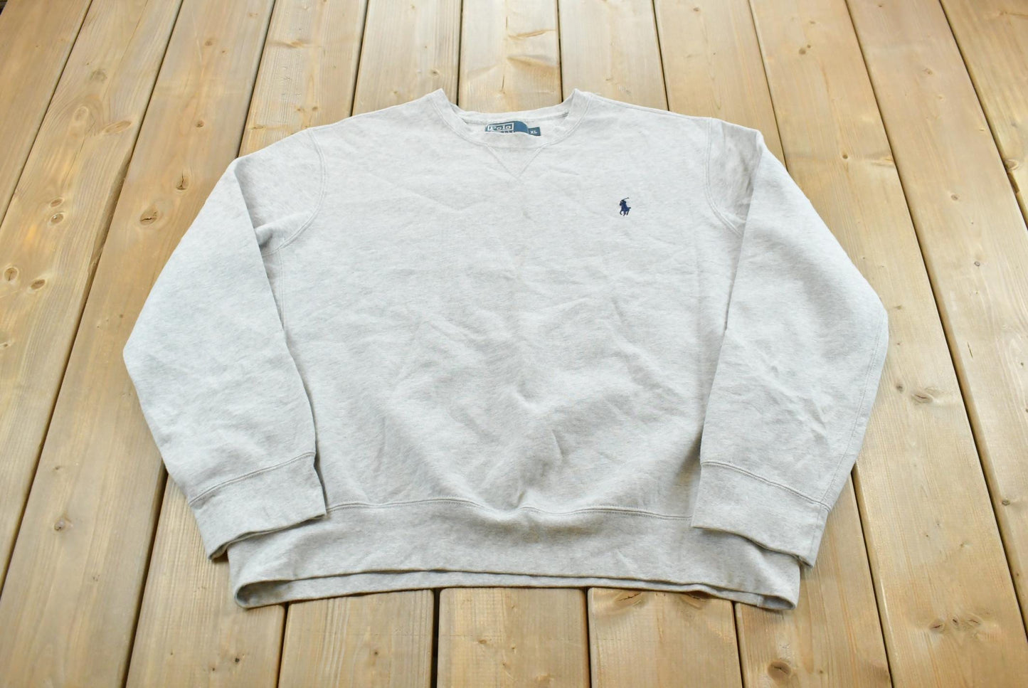 Vintage 1990s Polo Ralph Lauren Logo Reverse Weave Style Crewneck Sweatshirt Men's XL / 90s Streetwear / Basic Layering