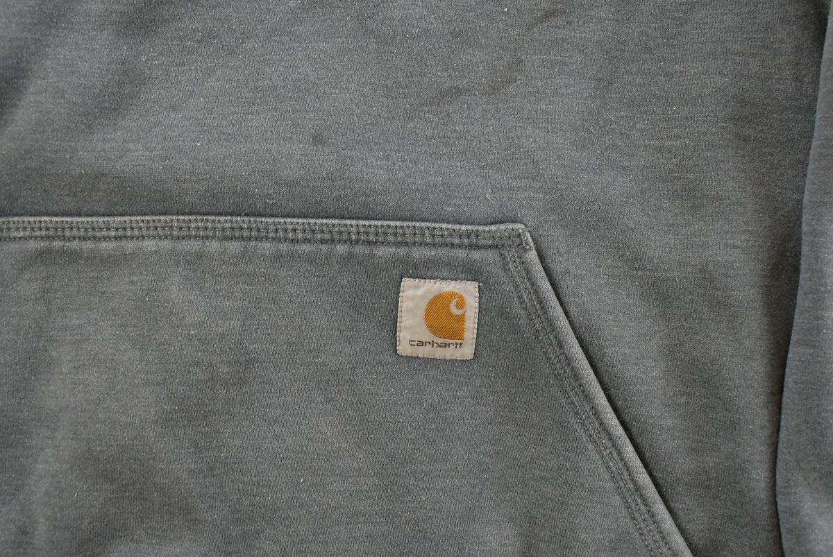 Vintage 1990s Distressed Carhartt Thermal Lined Hoodie Sweatshirt Men's L