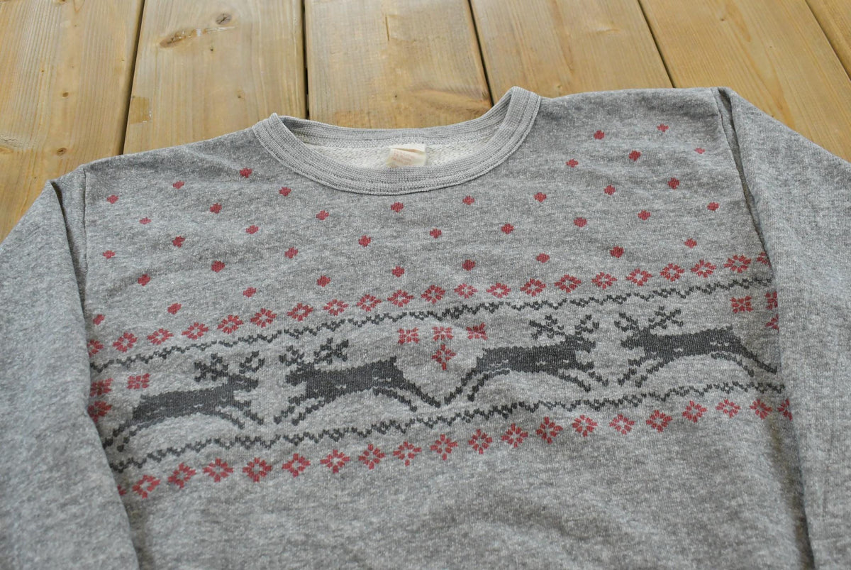 Vintage 1980s Reindeer Crewneck Sweatshirt Men's S