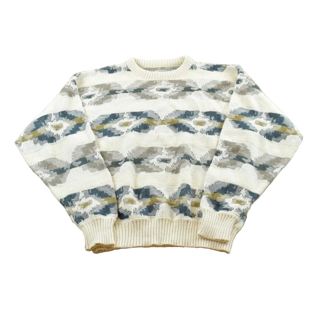 Vintage 1990s Abstract Knit Crewneck Sweater Men's M