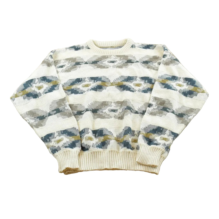 Vintage 1990s Abstract Knit Crewneck Sweater Men's M