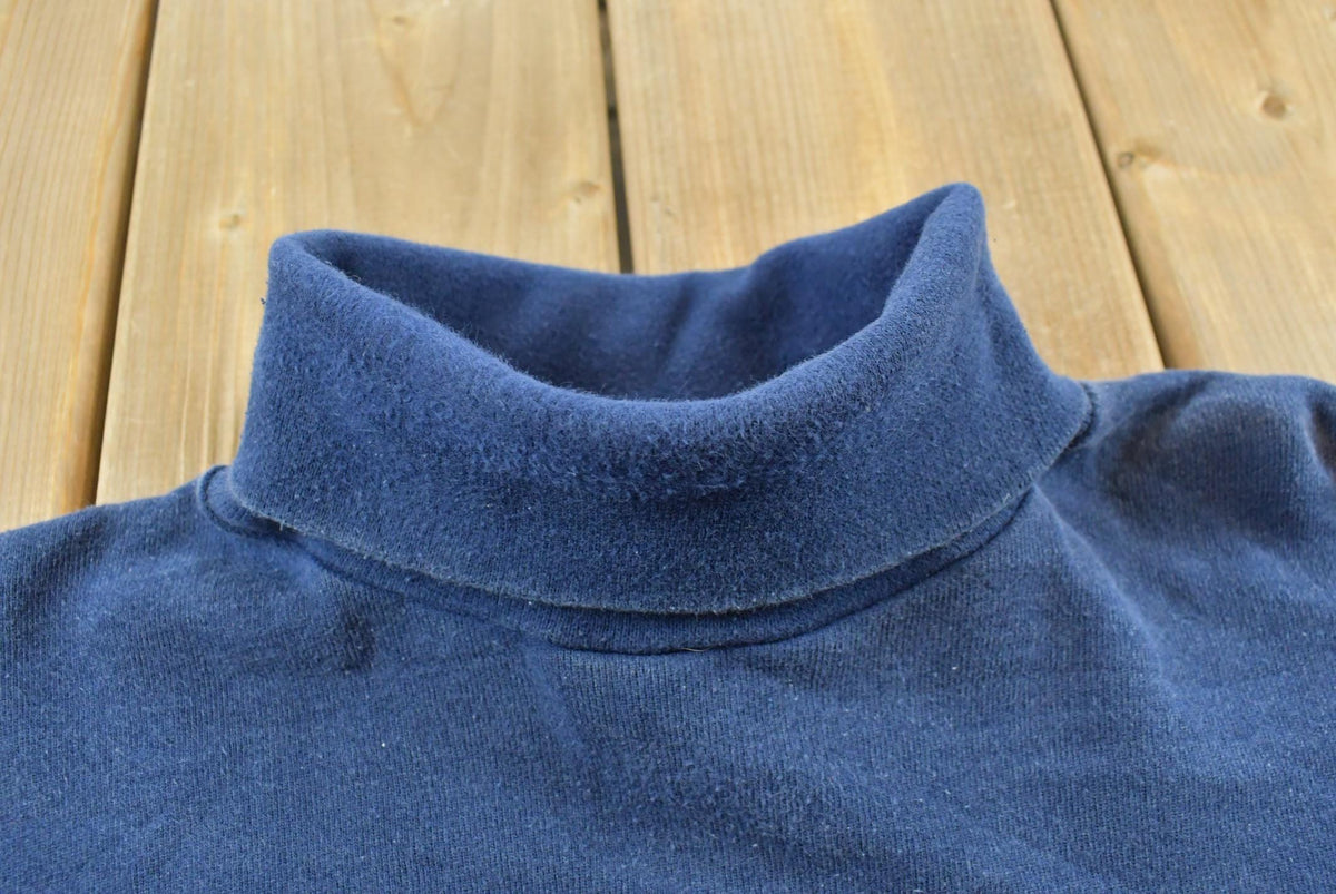 Vintage 1990s Tultex Blank Blue Turtleneck Sweatshirt Men's XL