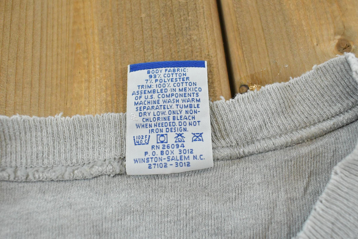 Vintage 1990s Distressed Middle Logo Embroidered Champion Crewneck Sweatshirt Men's 2XL