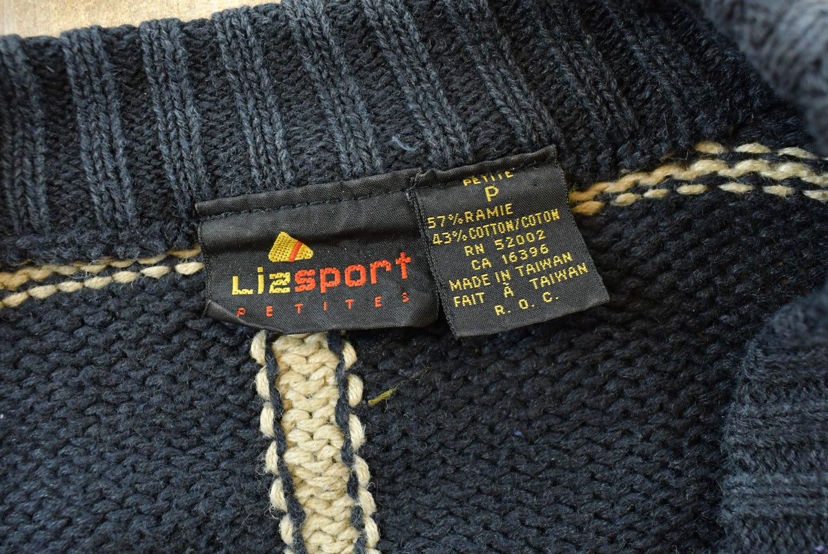 Vintage 1980s Liz Sport Knit Cotton Cardigan Sweater Women's S