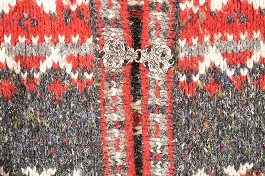 Vintage 1990s Croft & Barrow Abstract Clasp Knit Cardigan Sweater Women's M