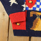 Vintage 1990s Eagles Eye 100% Wool American Flag Granny Square Patchwork Hand Knit Cardigan Sweater Women's M