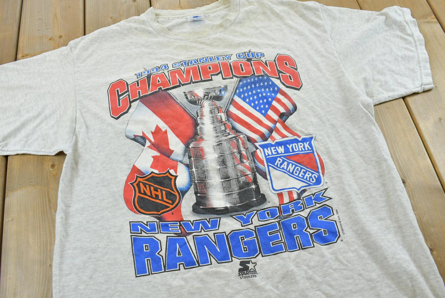 Vintage 1994 Starter New York Rangers NHL Starter Stanley Cup Champions T-Shirt Men's Large