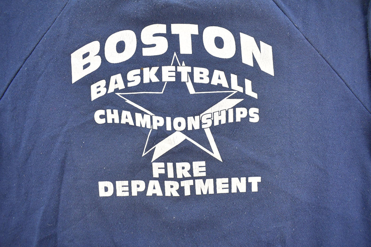 Vintage 1990s Boston Fire Department Basketball Championships Raglan Crewneck Sweatshirt Men's L