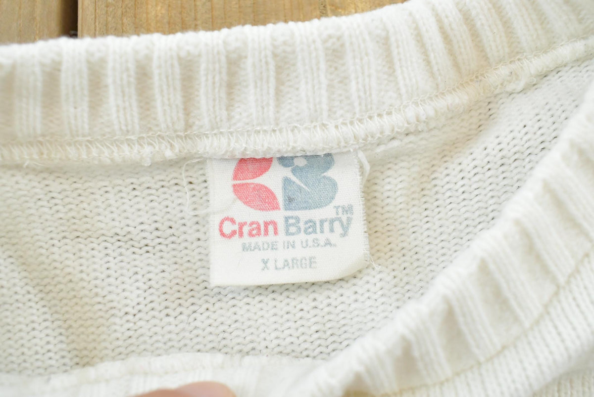 Vintage 1980s Embroidered B Cheerleading Acrylic Knit Crewneck Sweater Women's L