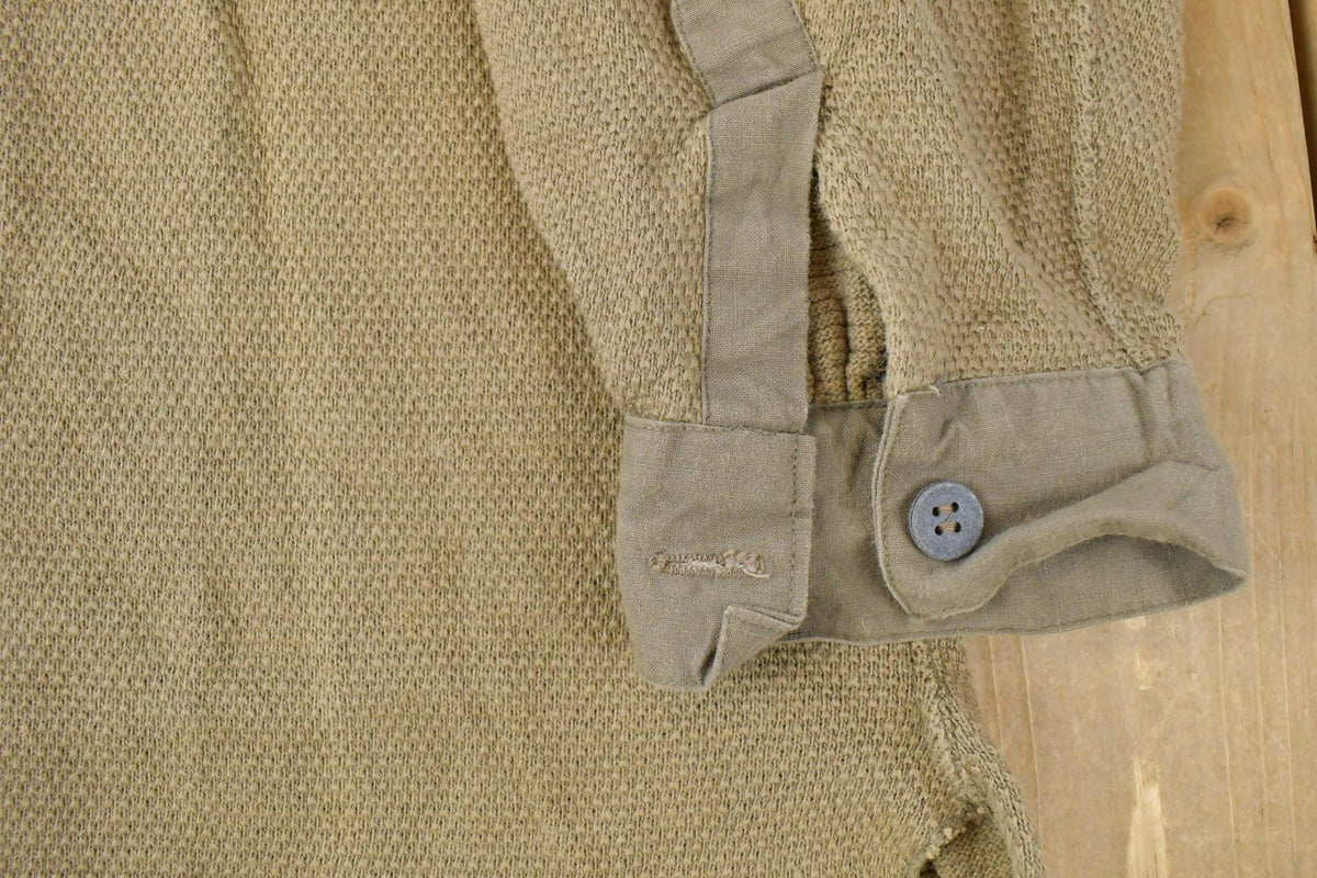 Vintage 1950s Military Undershirt Henley Long Sleeve Shirt Men's Large