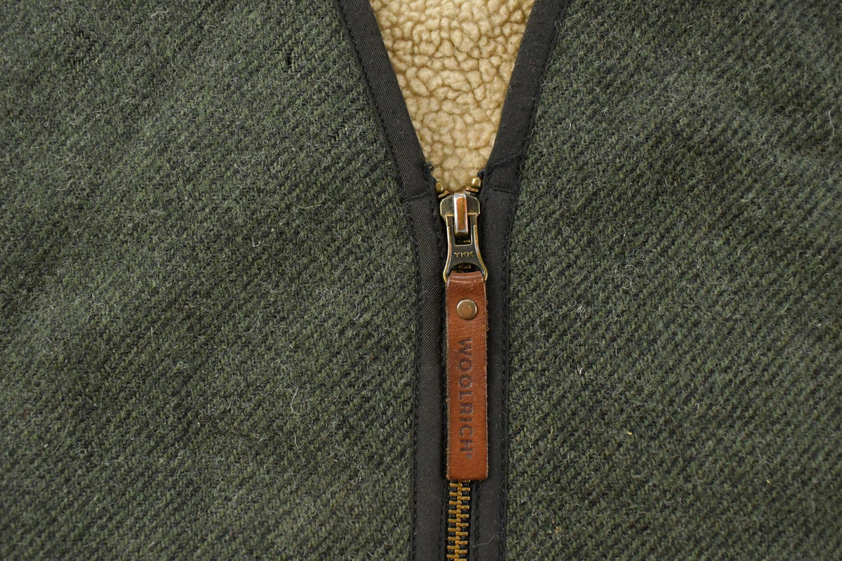 Vintage 1990s Woolrich Wool Full Zip Sherpa Lined Vest Jacket Men's Medium