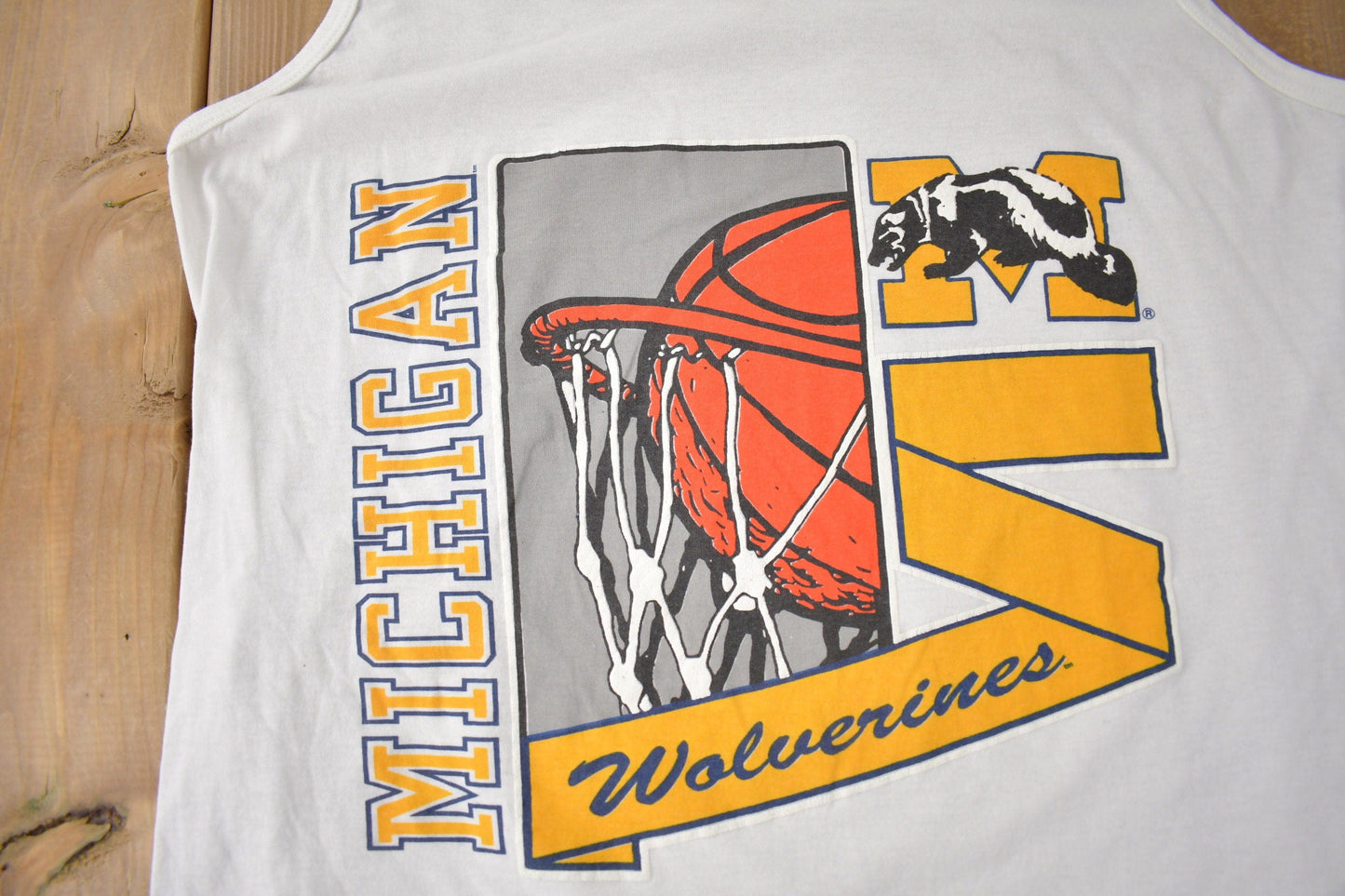 Vintage 1980s University Of Michigan Wolverines Collegiate Graphic Tank Top Men's M