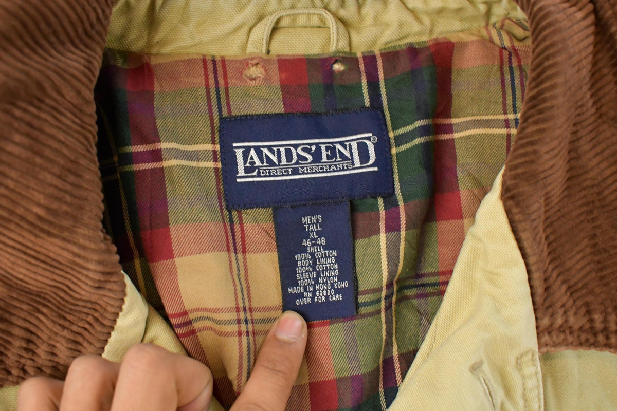 Vintage 1990s Lands' End Flannel Lined Barn Chore Coat Men's XL