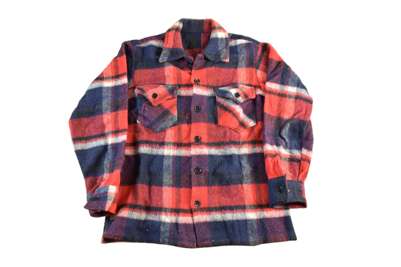 Vintage 1970s Wool Flannel Shirt Jacket Men's M-L