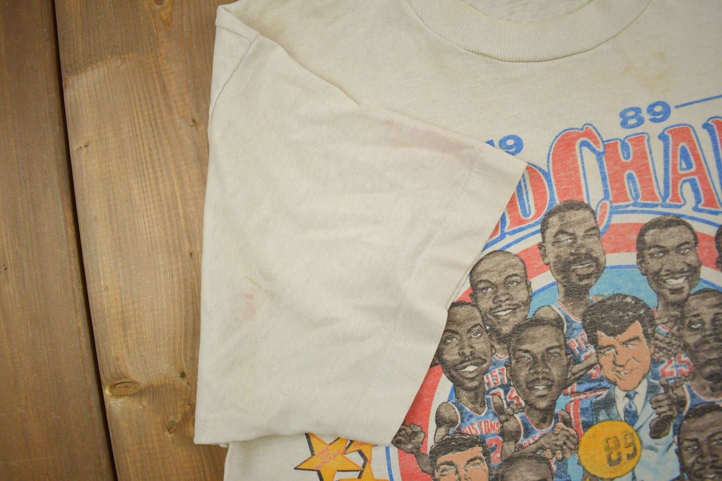 Vintage 1989 Detroit Pistons NBA World Champs Graphic T-Shirt Men's Large