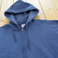 Vintage 1990s Russell Athletic Blank Blue Zip-Up Hoodie Sweatshirt Men's L