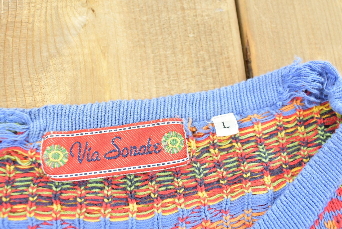 Vintage 1990s Via Sonate Abstract Pattern Knit Cardigan Sweater Women's L