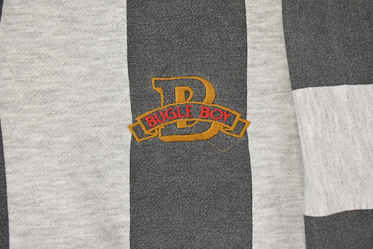Vintage 1990s Bugle Boy Classics Striped Embroidered Rugby Long Sleeve Polo Shirt Men's Large