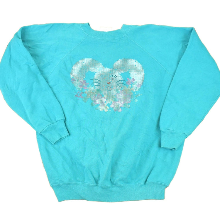 Vintage 1990s Hanes Her Way Cute Bunny Graphic Print Crewneck Sweatshirt Women's XL