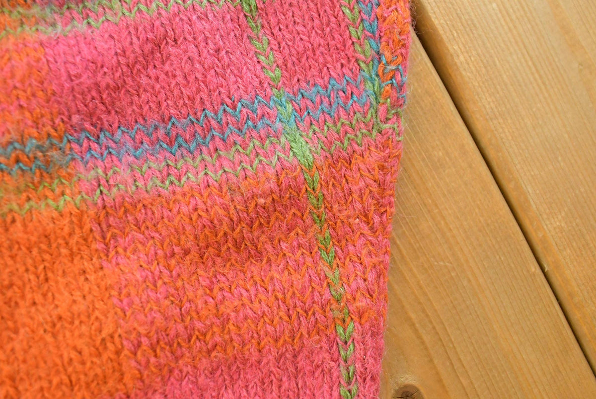 Vintage 1990s Gallagher Plaid Mohair Blend Knit Crewneck Sweater Women's L