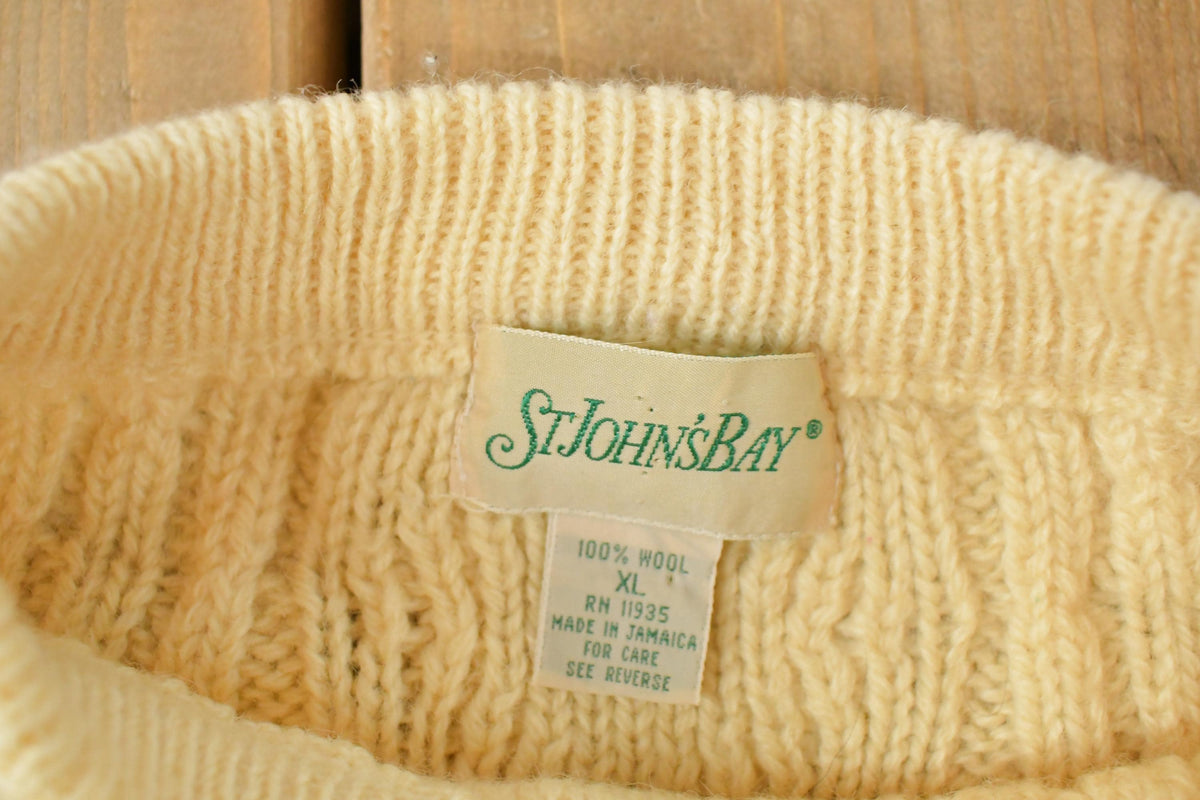 Vintage 1990s St. John's Bay Fisherman Ribbed Wool Knit Sweater Men's XL