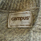 Vintage 1980s Campus Wool Knit Henley Collar Sweater Men's M