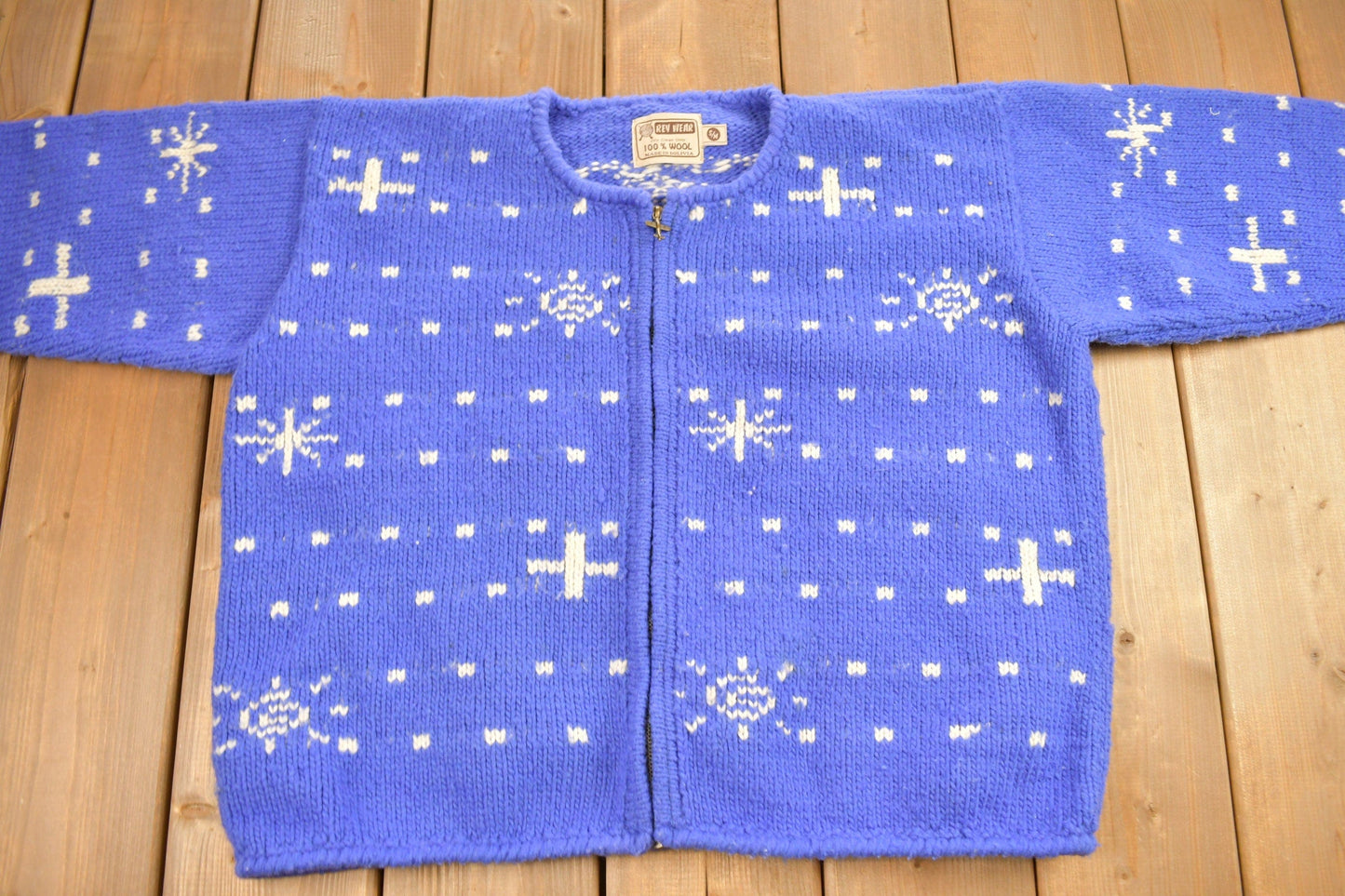 Vintage 1990s Rey Wear 100% Wool Knitted Sweater Men's Medium