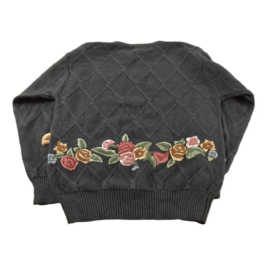Vintage 1990s JH Collectibles Wool Knit Floral Sweater Women's M
