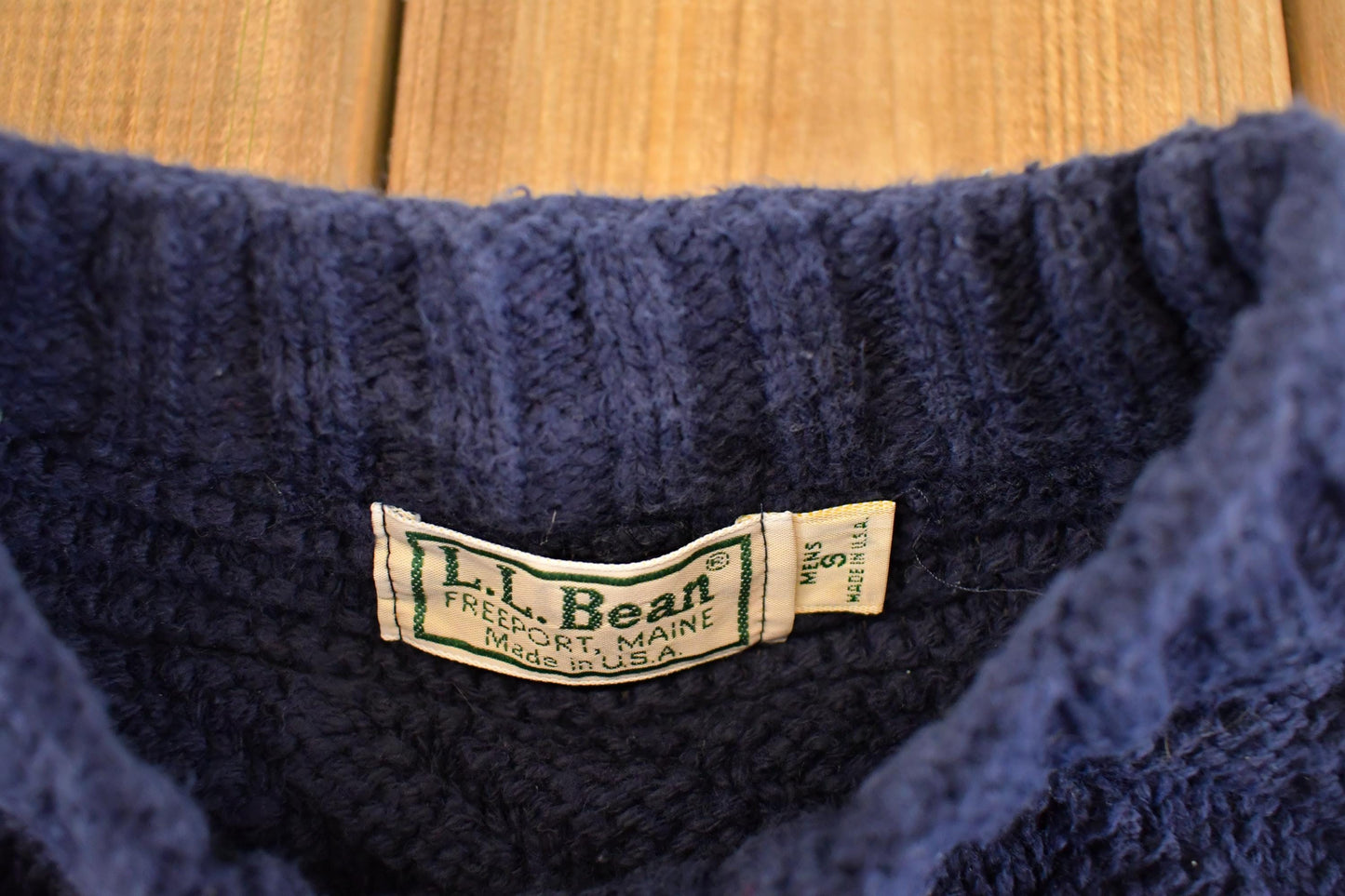Vintage 1990s LL Bean Cable Knit Crewneck Sweater Men's S