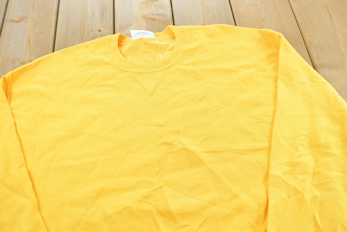 Vintage 1990s Russell Athletics High Cotton Blank Yellow Crewneck Sweatshirt Men's XL
