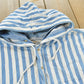 Vintage 1990s Fluid Blues Striped Flannel Hooded Button Up Shirt Mens XL