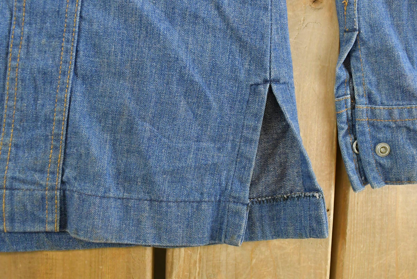 Vintage 1970s Lee Western Style Pearl Snap Button Up Denim Shirt Men's Large