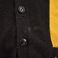 Vintage 1950s Vertical Yellow Racing Stripe Knitted Cardigan Sweater Men's S