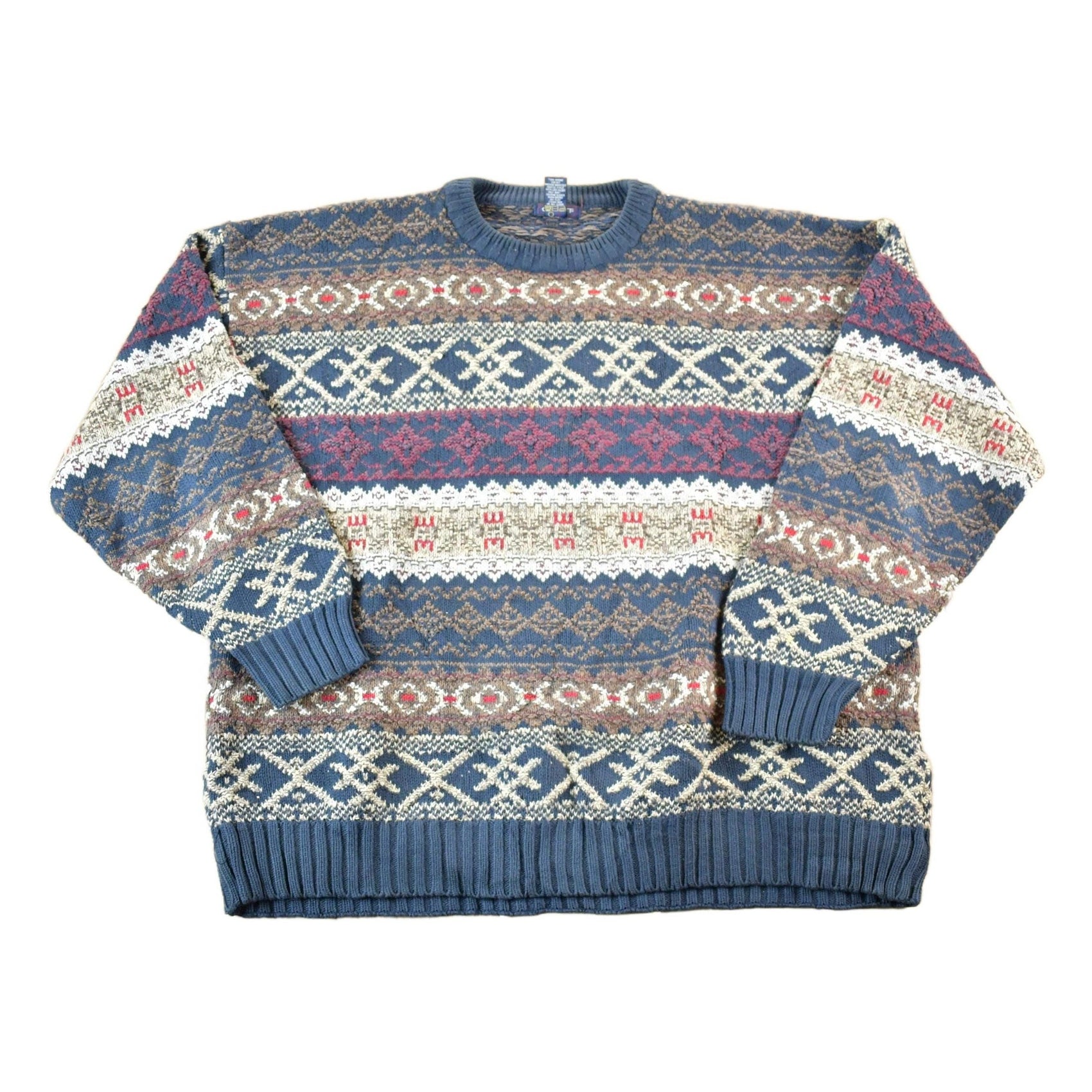 Vintage 1990s Gant Knit Abstract Pattern Crewneck Sweater Mens XL